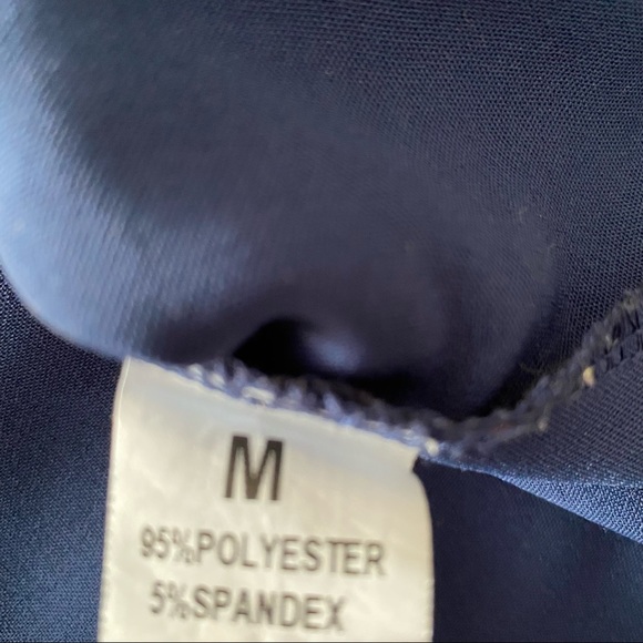 Dark Blue Tied Sleeve Surplice Blouse - Picture 3 of 8